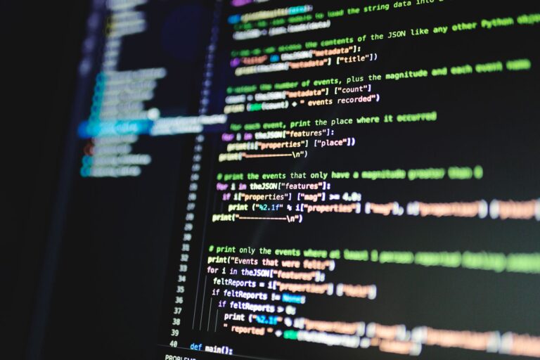 Close-up of colorful programming code on a monitor